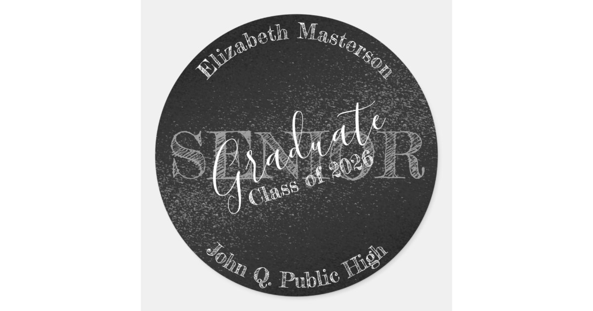 Upper Class Sticker Chic Black Graduation Graduate Senior Class Classic Round Sticker | Zazzle