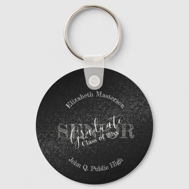 Chic Black Graduation Graduate Senior Class Keychain (Front)