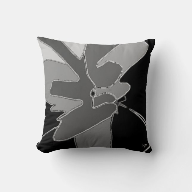 Chic Black & Gray Abstract Art Modern Throw Pillow (Front)