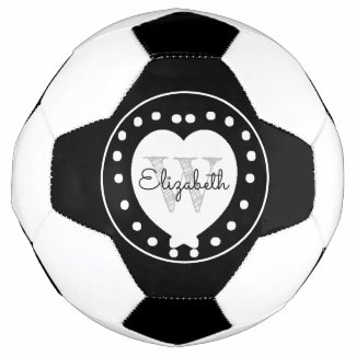Chic Black Gray Initial Monogram White Heart