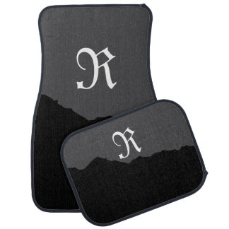 Chic black &gray monogram Set of Car Mats