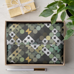 Chic Black Green Teal Blue Circles Art Pattern Tissue Paper