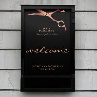 Chic Black Hair Salon Barber Copper Welcome