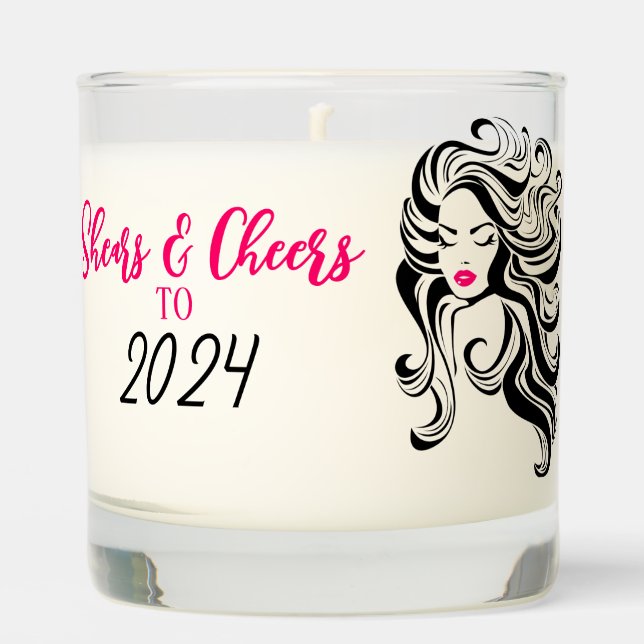 Chic Black Hair Stylist Graduation Party Retro  Scented Candle (Front)