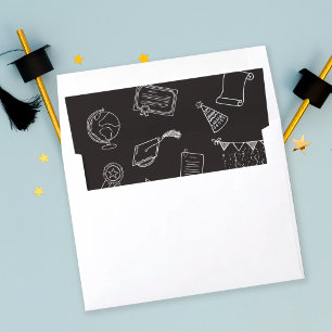 Chic Black Hand Drawn Doodles Arch Photo Graduate  Envelope Liner