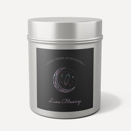 Chic Black Holographic Intention Candles Label