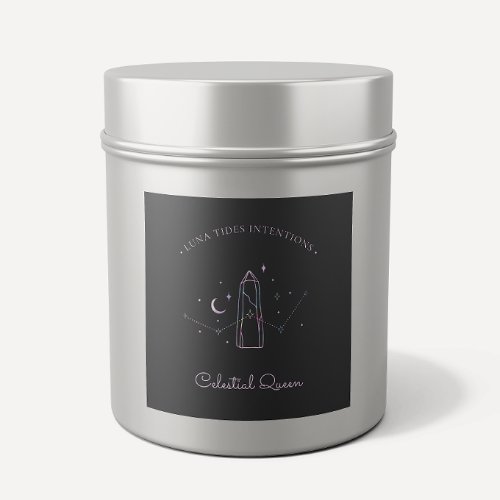 Chic Black Holographic Intention Candles Label