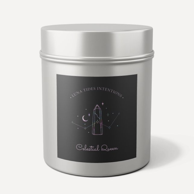 Chic Black Holographic Intention Candles Label (Creator Uploaded)