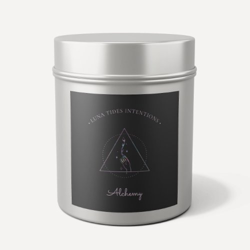 Chic Black Holographic Intention Candles Label