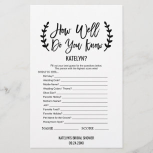 Chic Black How Well Do You Know The Bride Game Flyer
