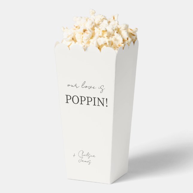Chic Black & Ivory Couple Monogram Popcorn  Favor Boxes (Popped)
