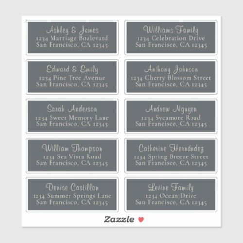 Chic Black Ivory Wedding Guest Address Labels