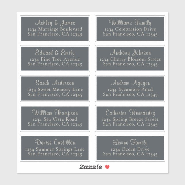 Chic Black Ivory Wedding Guest Address Labels (Sheet)