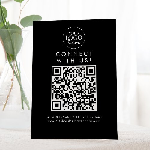 Chic Black Logo Connect with Us Social Media Pedestal Sign