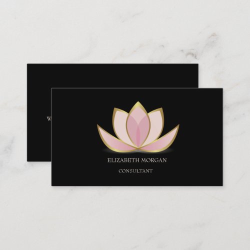 Chic Black Lotus Gold Business Card