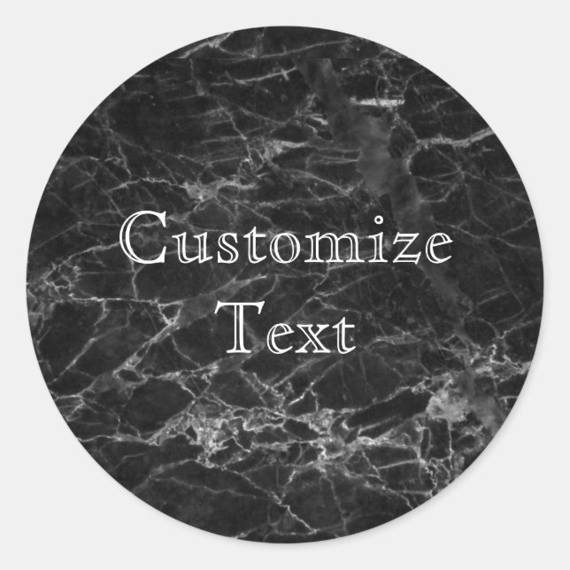 Chic Black Marble Pattern Modern Personalize Classic Round Sticker (Front)