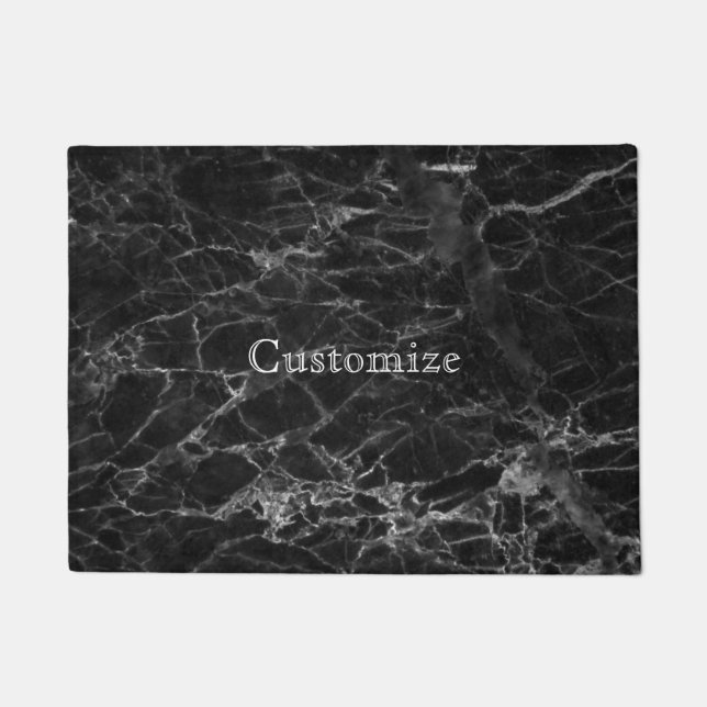 Chic Black Marble Pattern Modern Personalize Doormat (Front)