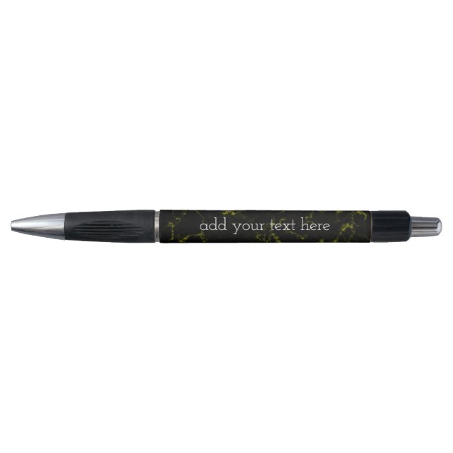 Chic Black Marble with Yellow Veins Pen (Front)