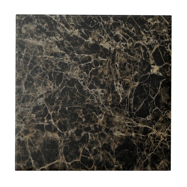 Chic black marbling pattern ceramic tile (Front)