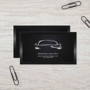 Chic black minimalist modern car business card