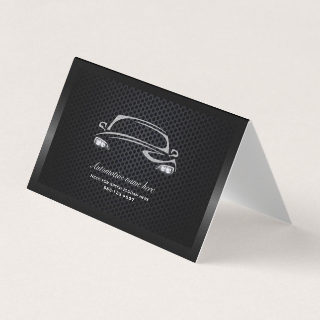 Chic black minimalist modern car business card (Front)