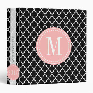 Chic Black Moroccan Lattice Personalized Binder