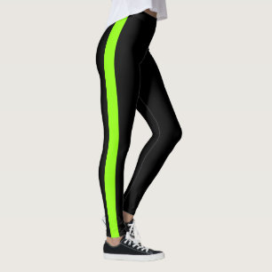 Chic Black Neon Green Side Panel Leggings