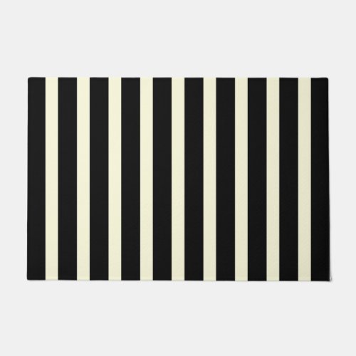 Chic Black Off_White Srtipes Striped Pattern Doormat