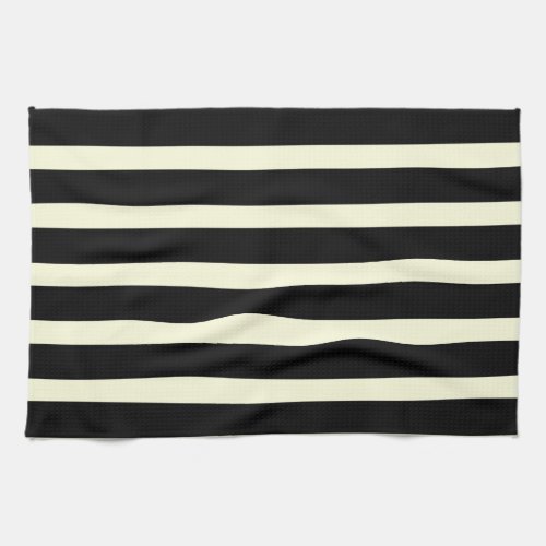 Chic Black Off_White Stripes Striped Pattern Kitchen Towel
