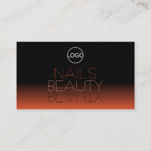 Chic Black Orange Mirror Font Classic with Logo Business Card