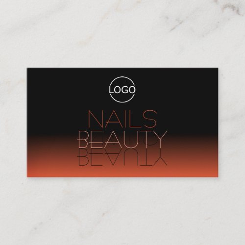 Chic Black Orange Mirror Font Classic with Logo Business Card
