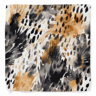 Chic Black Peach White Leopard Animal Print Bandana