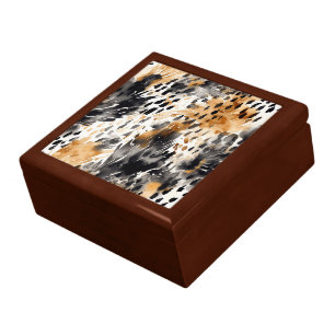 Chic Black Peach White Leopard Animal Print Gift Box