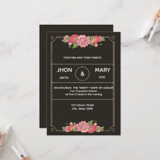Chic Black Personalized Envelope Invite