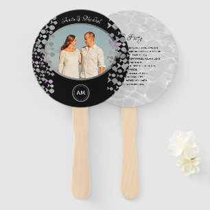 Chic Black Photo Wedding Program Hand Fan