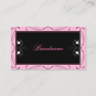 Chic Black Pink Sparkling Diamonds Elegant Ornate Business Card