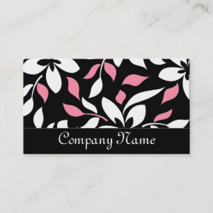 Chic Black/Pink & White Floral Business Cards