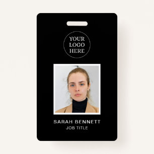 Chic Black Professional Employee Office Photo ID Badge