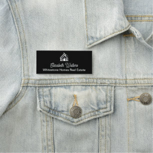 Chic Black Real Estate Company Custom Realtor Name Tag