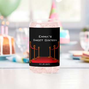 Chic Black & Red Carpet Sweet 16th Birthday Party  Can Glass