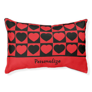 Chic Black & Red Heart Love Pattern Dog Cat Pet Bed