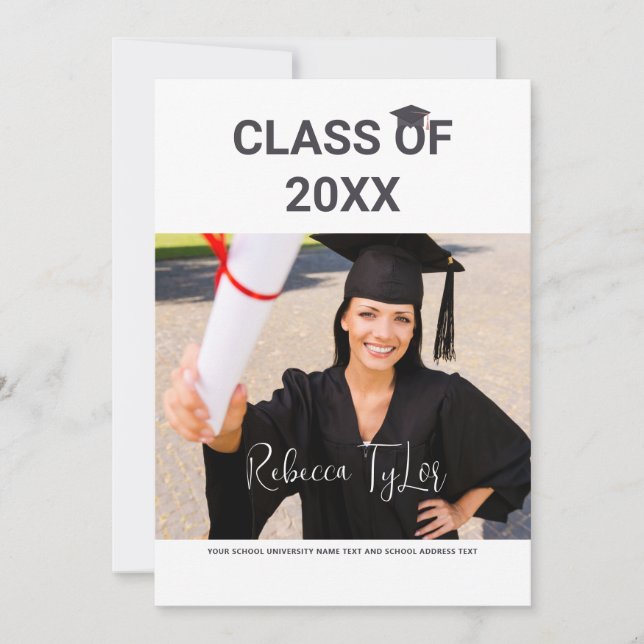 Chic Black & Red Typography Photo Invitation (Front)