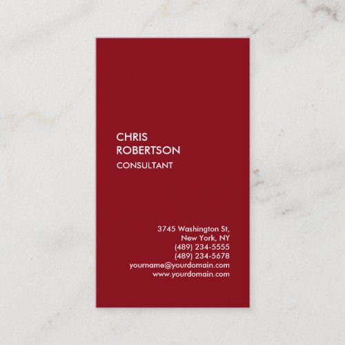 Chic black red vertical unique business card