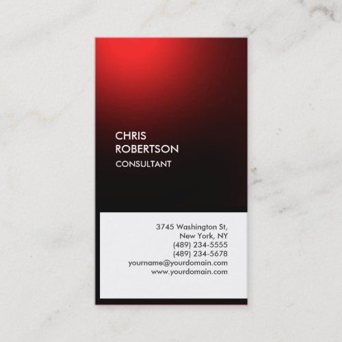 Chic black red white vertical unique business card
