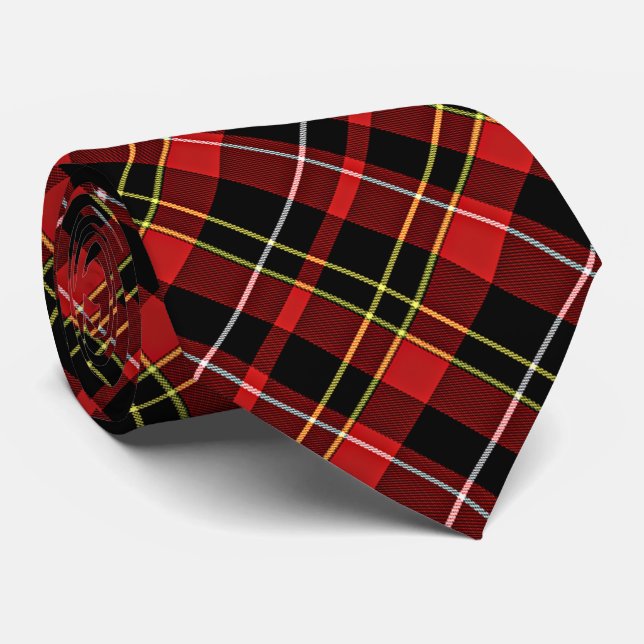 Chic Black Red Yellow White Squares Tartan Plaid Neck Tie (Rolled)