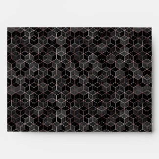 Chic Black Rose Gold Abstract Hexagon Invitation 