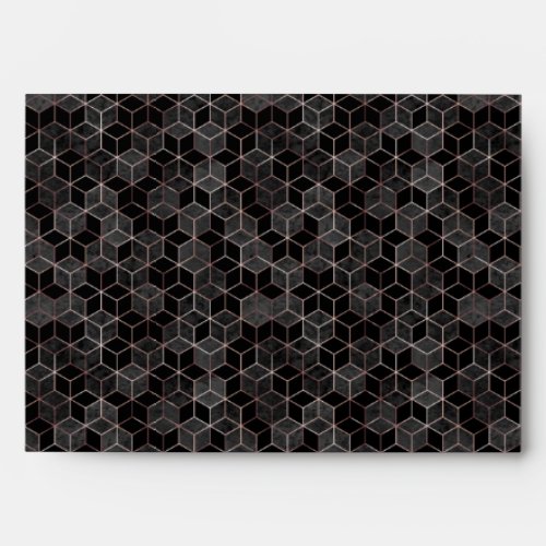 Chic Black Rose Gold Abstract Hexagon Invitation  Envelope