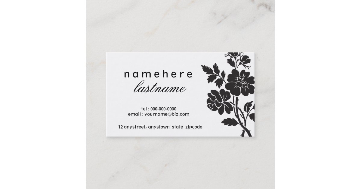 Chic Black Roses Business Card | Zazzle