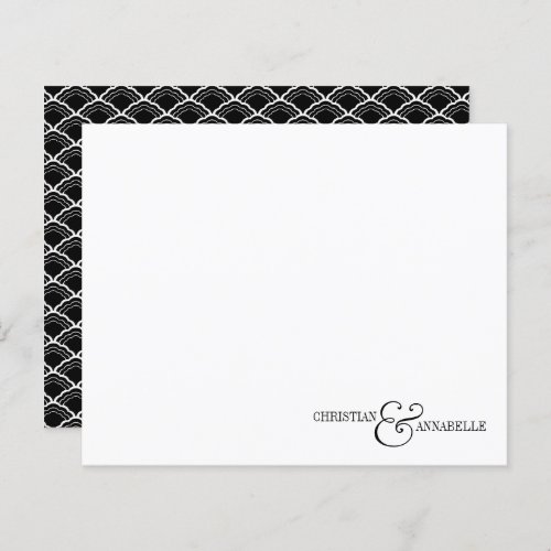 Chic Black Scallop Couple Wedding Budget Note Card