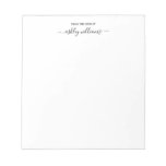 Chic Black Script From The Desk Of Name Custom Notepad at Zazzle